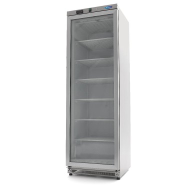 Maxima - Congélateur - 400L - en acier inoxydable - avec porte en verre