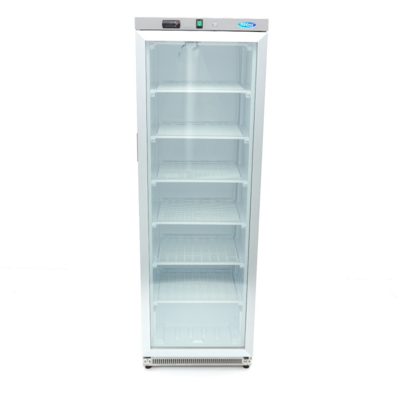Maxima - Congélateur - 400L - en acier inoxydable - avec porte en verre