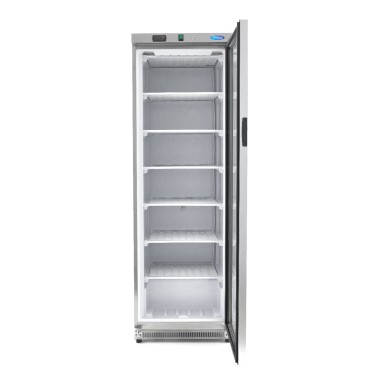 Maxima - Congélateur - 400L - en acier inoxydable - avec porte en verre