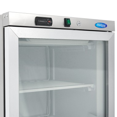 Maxima - Congélateur - 400L - en acier inoxydable - avec porte en verre