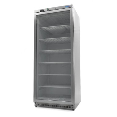 Maxima - Congélateur - 600L - en acier inoxydable - avec porte en verre