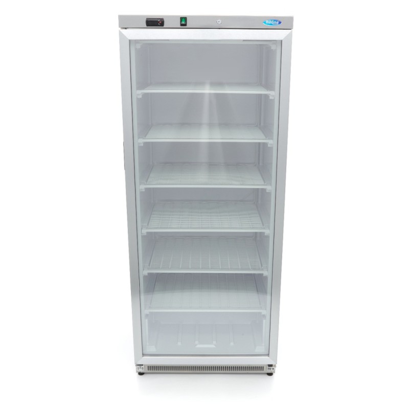 Maxima - Congélateur - 600L - en acier inoxydable - avec porte en verre