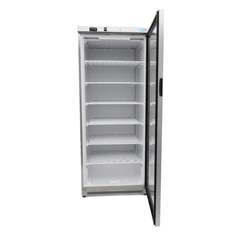 Maxima - Congélateur - 600L - en acier inoxydable - avec porte en verre