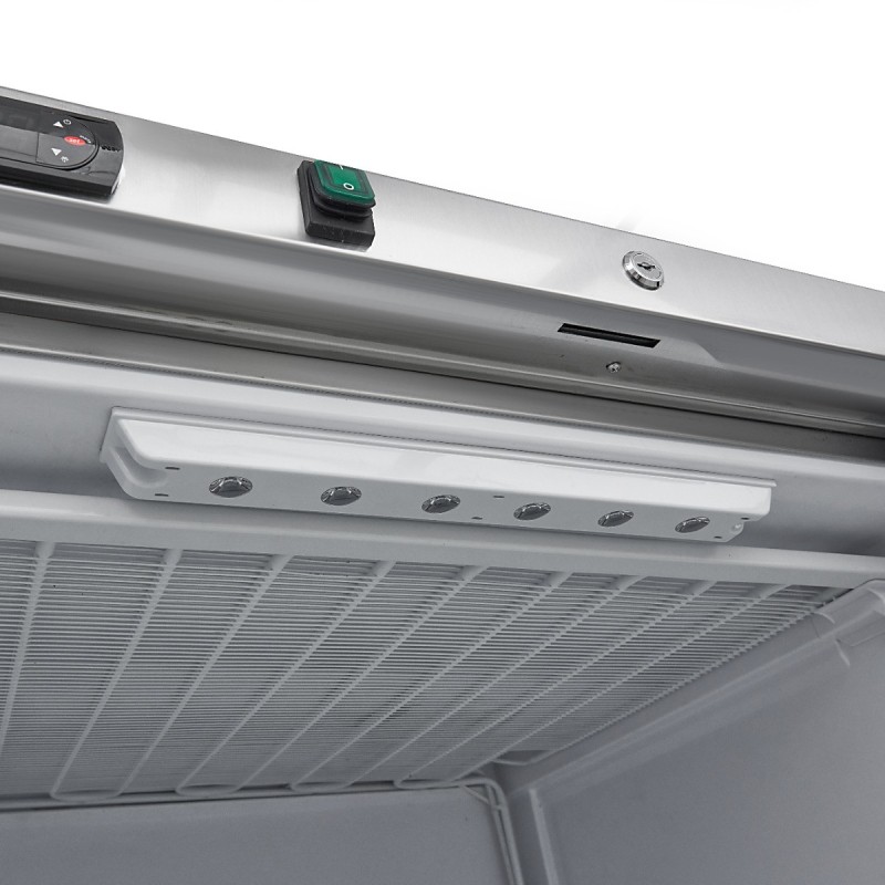 Maxima - Congélateur - 600L - en acier inoxydable - avec porte en verre