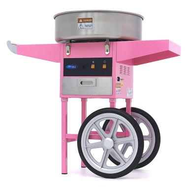 Maxima - Machine à barbe à papa - diamètre 52cm - Rose - avec chariot
