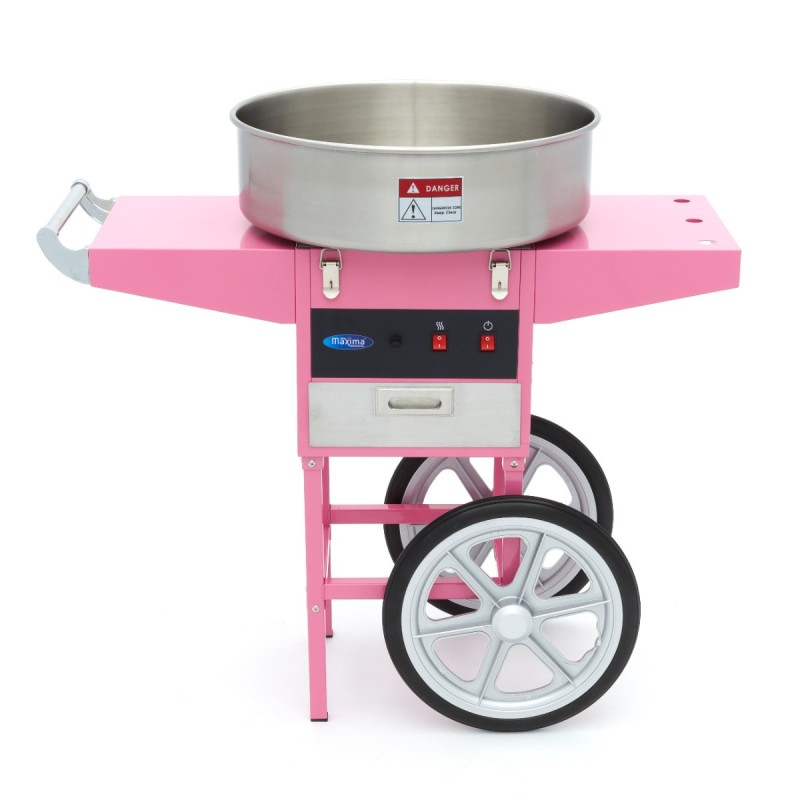 Maxima - Machine à barbe à papa - diamètre 52cm - Rose - avec chariot