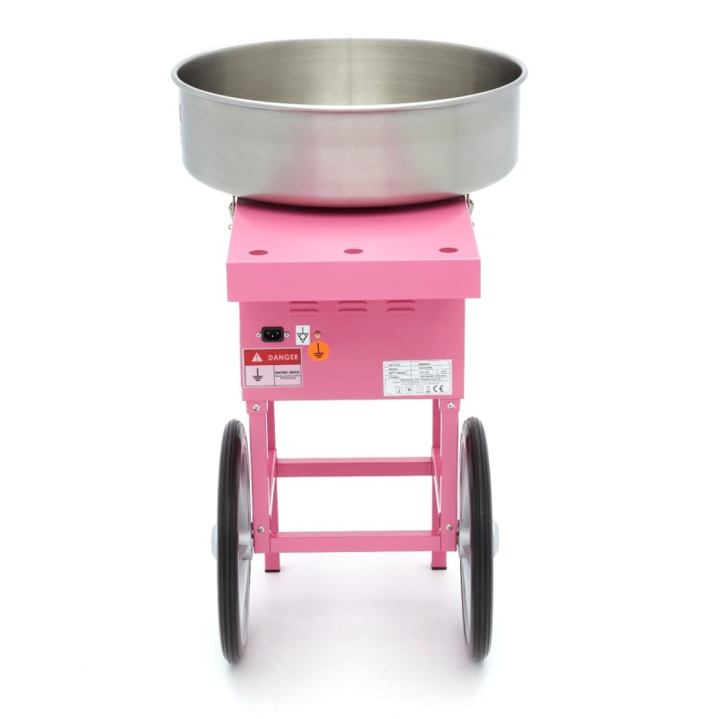 Maxima - Machine à barbe à papa - diamètre 52cm - Rose - avec chariot
