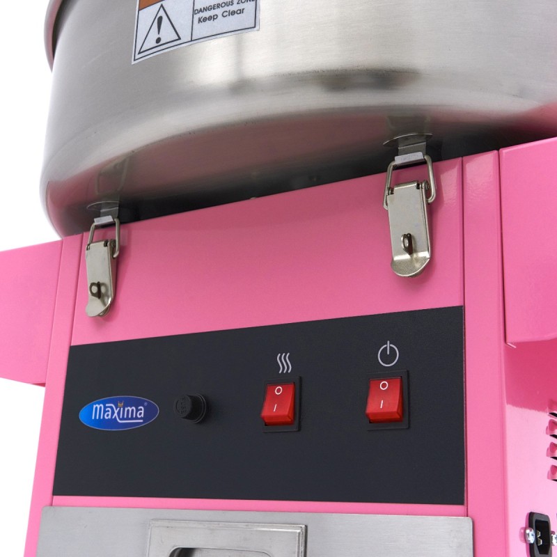 Maxima - Machine à barbe à papa - diamètre 52cm - Rose - avec chariot