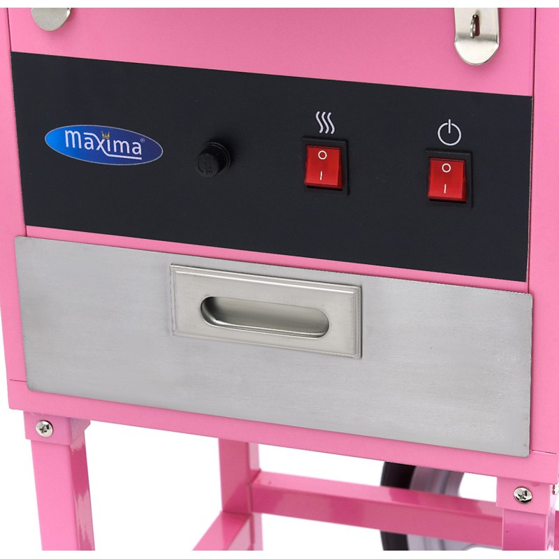 Maxima - Machine à barbe à papa - diamètre 52cm - Rose - avec chariot