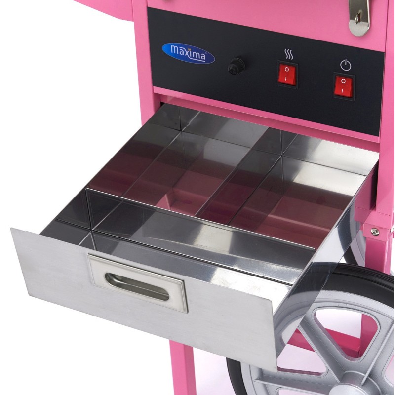 Maxima - Machine à barbe à papa - diamètre 52cm - Rose - avec chariot