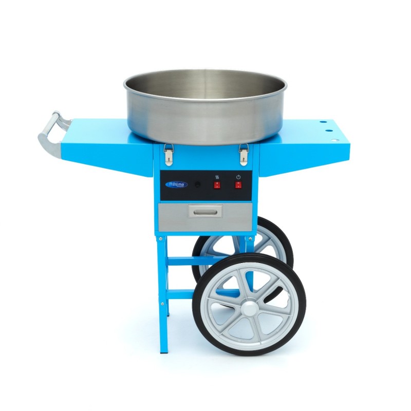 Maxima - Machine à barbe à papa - diamètre 52 cm - Bleu - avec chariot