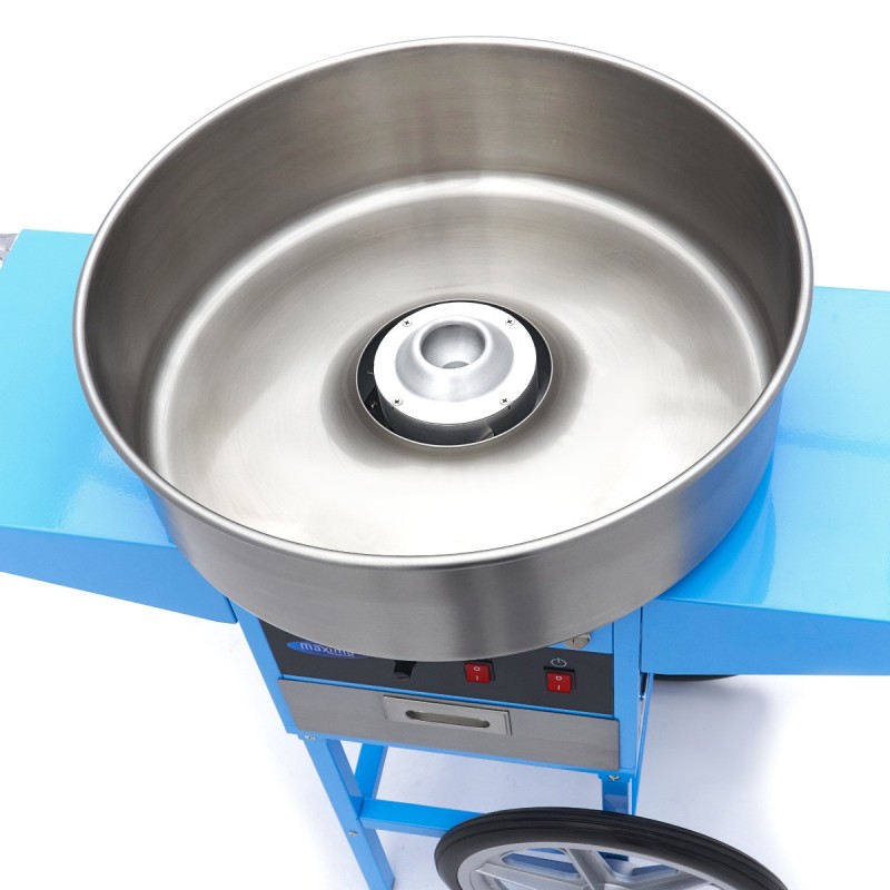 Maxima - Machine à barbe à papa - diamètre 52 cm - Bleu - avec chariot