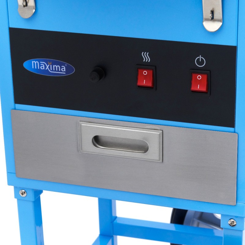 Maxima - Machine à barbe à papa - diamètre 52 cm - Bleu - avec chariot