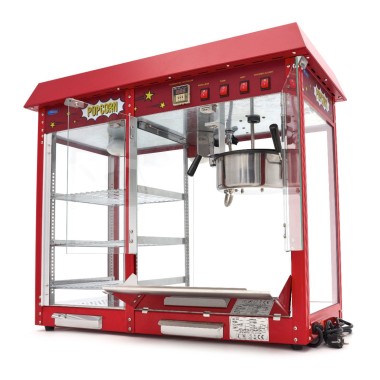 Maxima - Machine à pop-corn - 150 g - avec vitrine de maintien au chaud