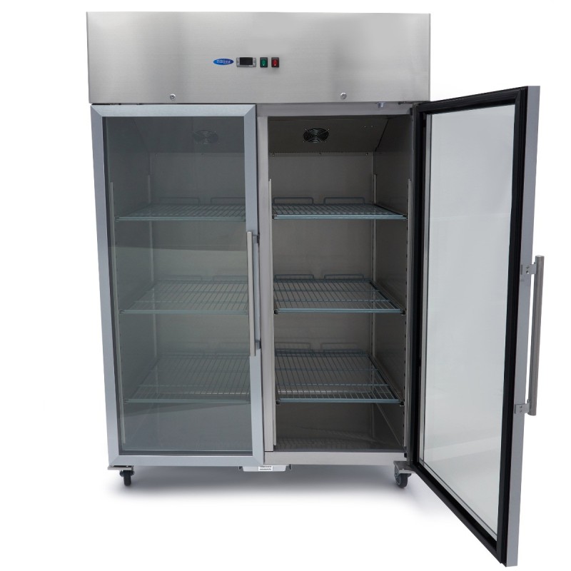 Maxima - Réfrigérateur - 1200L - 6 étagères - Inox - Porte verre - GN 2/1