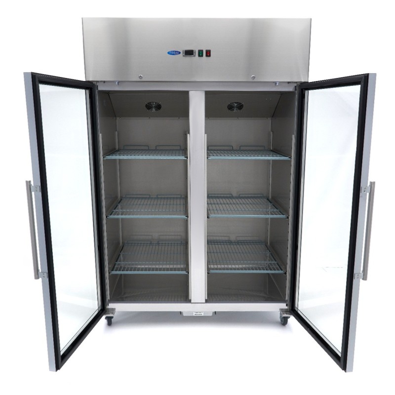 Maxima - Réfrigérateur - 1200L - 6 étagères - Inox - Porte verre - GN 2/1
