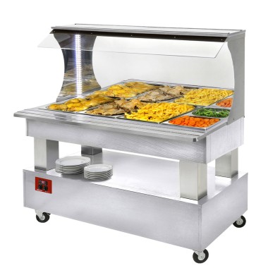 DIAMOND - Buffet chauffant mural bain marie 4x GN1/1 blanc