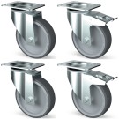 Roues inox par 4 - pivotantes - 2 à frein - Diamond