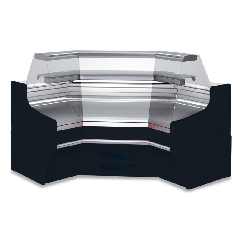 DIAMOND - Angle fermé 90° ventilé vitre pâtisserie 3 faces – noir
