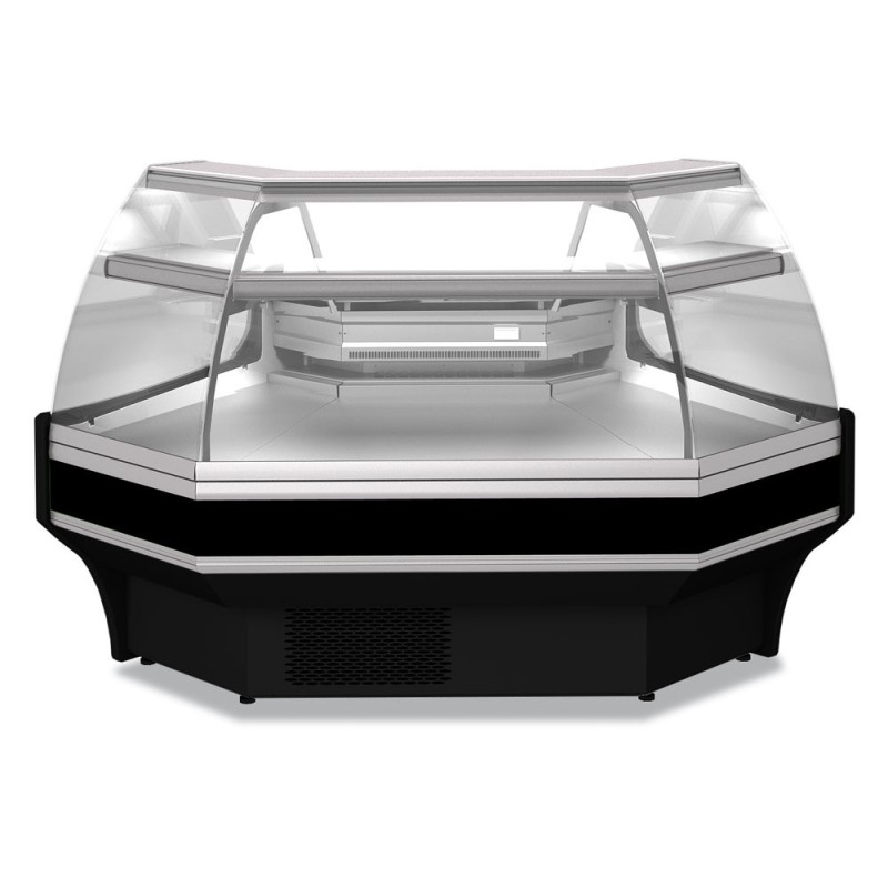 DIAMOND - Angle ouvert 90° ventilé vitré basse 3 faces – noir