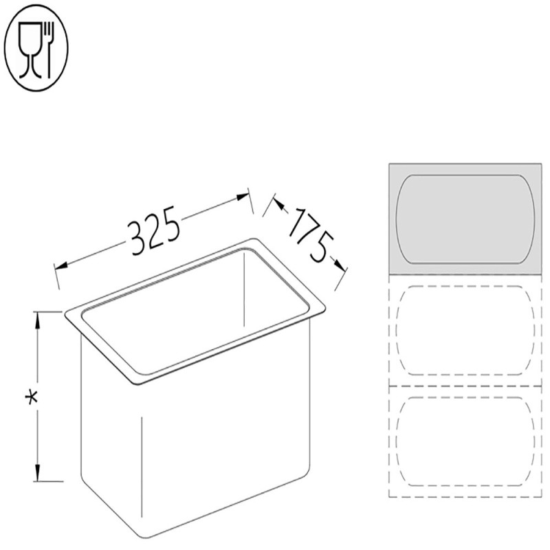 Bac gastronorm 1/3 h40 mm - Diamond - B/GN1/3-40