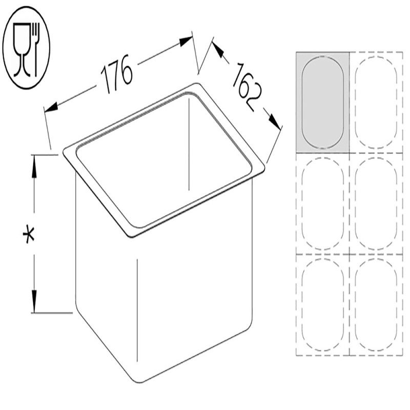 Bac gastronorm 1/6 h65 mm - Diamond - B/GN1/6-65