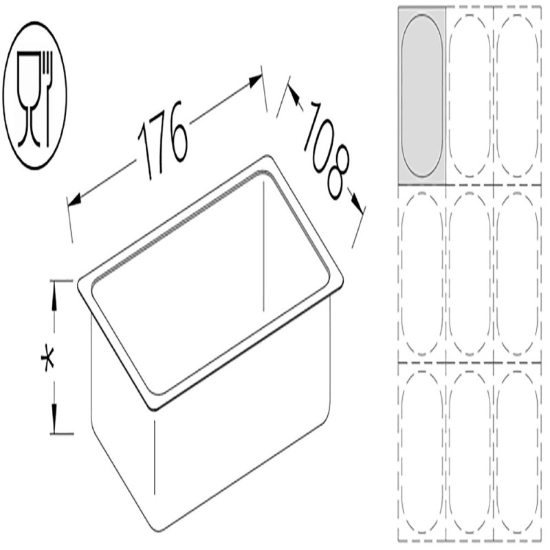 Bac gastronorm 1/9 h100 mm - Diamond - B/GN1/9-100