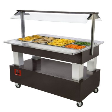 DIAMOND - Buffet chauffant bain marie 4x GN 1/1-150 bois
