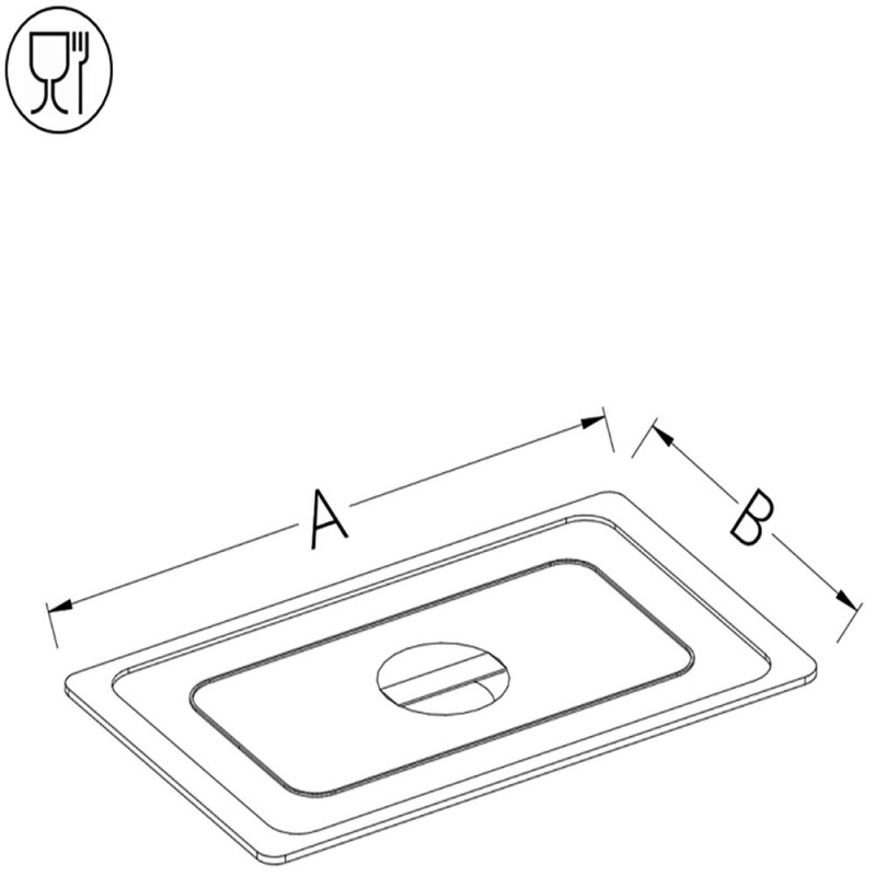 Couvercle inox à poignée standard GN1/6 - Diamond - C/GN1/6-C