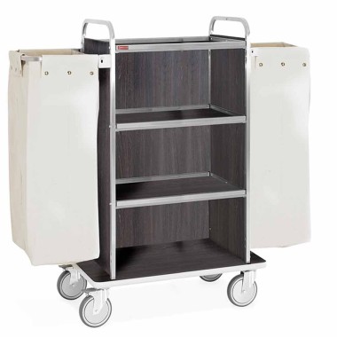 DIAMOND - Chariot à linge inox 4 niveaux 2 sacs
