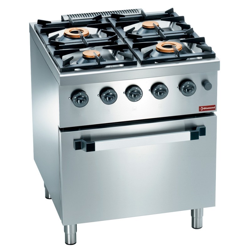 DIAMOND - Fourneau gaz 4 feux vifs - four gaz GN 2/1