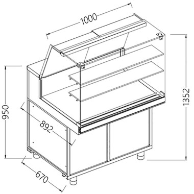 Comptoir vitrine chauffante à sec - vitre haute - Diamond