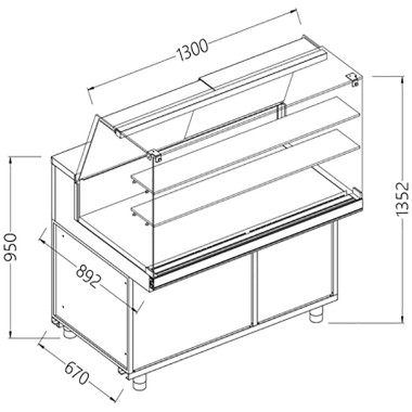 Comptoir vitrine chauffante /vitre haute statique - Diamond