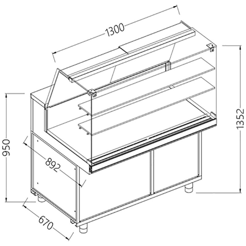 Comptoir vitrine chauffante /vitre haute statique - Diamond