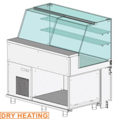 Comptoir vitrine chauffante /vitre haute statique - Diamond
