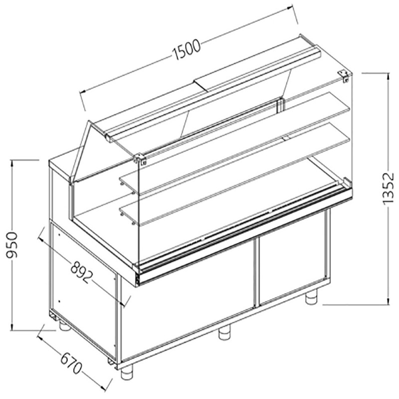 Vitrine snack chaud- sec vitre haute groupe+ reserve - Diamond