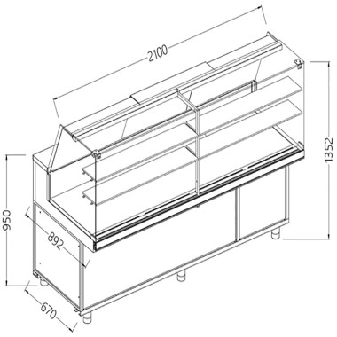 Comptoir vitrine chauffante GN - statique - Diamond