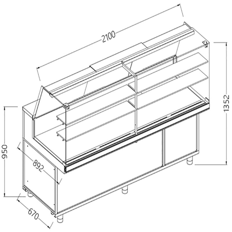 Vitrine snack chaud -sec vitres hautes +groupe - Diamond