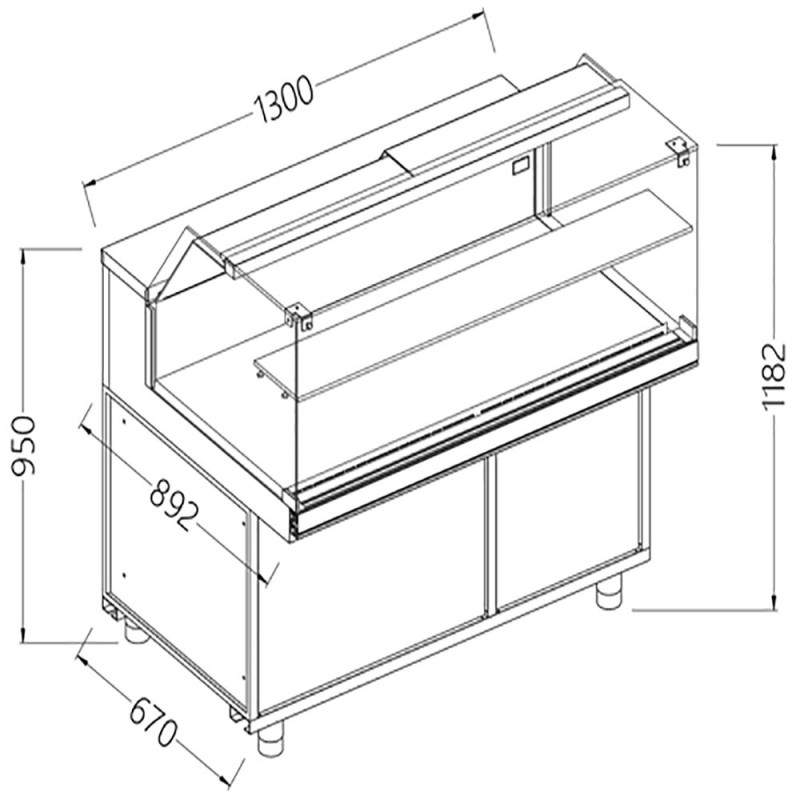 DIAMOND - Comptoir vitrine chauffante sec GN - vitre basse