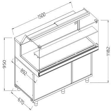 DIAMOND - Vitrine snack chaud -sec -vitre basse- groupe et reserve