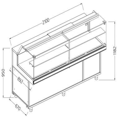 DIAMOND - Vitrine snack chaud -sec vitre basse - groupe