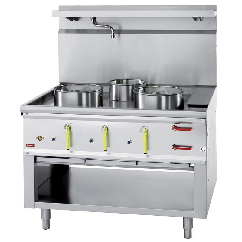 DIAMOND - Fourneau wok 3 brûleurs avec rideau d'eau