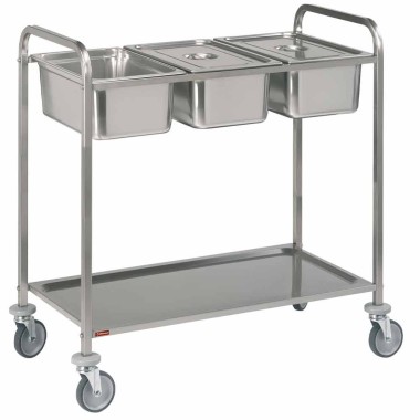 DIAMOND - Chariot de service inox - 3x GN 1/1 + 1 niveau