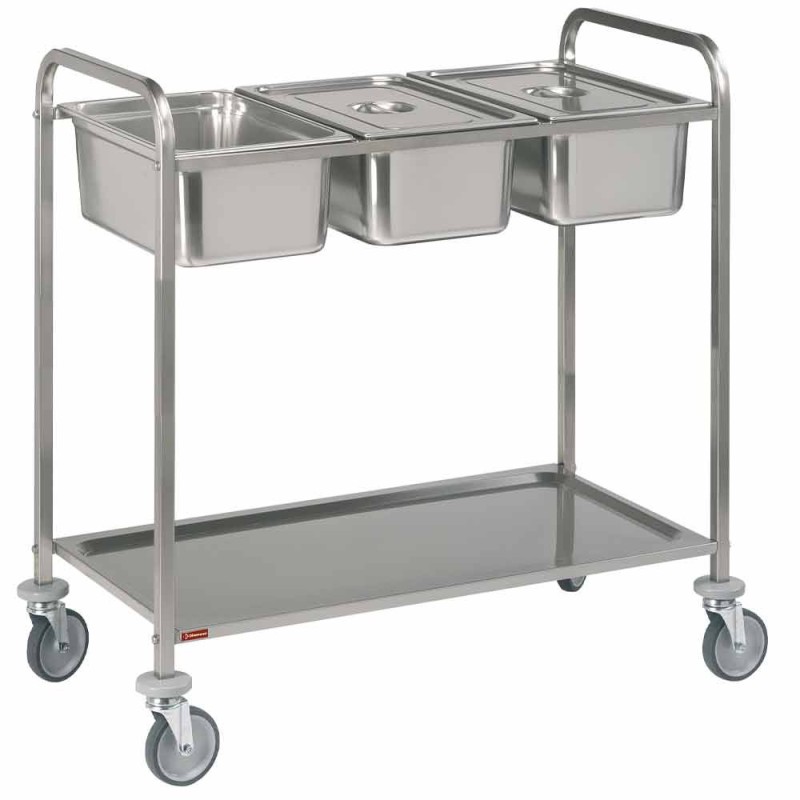 DIAMOND - Chariot de service inox - 3x GN 1/1 + 1 niveau