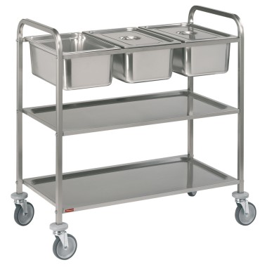 DIAMOND - Chariot de service inox - 3x GN 1/1 + 2 niveaux