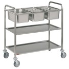 DIAMOND - Chariot de service inox - 3x GN 1/1 + 2 niveaux