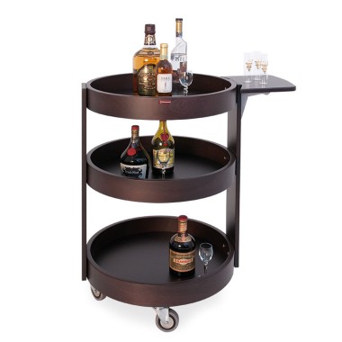 DIAMOND - Chariot rond pour bouteilles - 3 niveaux bois wengé
