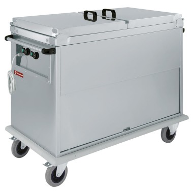 DIAMOND - Chariot bain marie 2x GN 1/1 à couvercles sur armoire