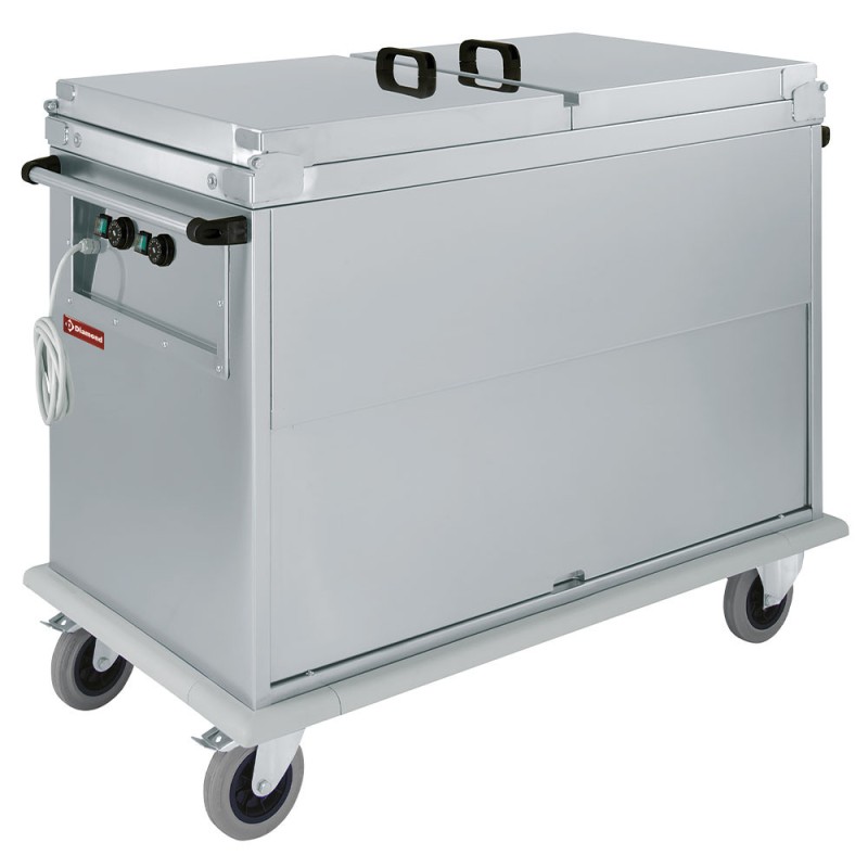 DIAMOND - Chariot bain marie 2x GN 1/1 à couvercles sur armoire