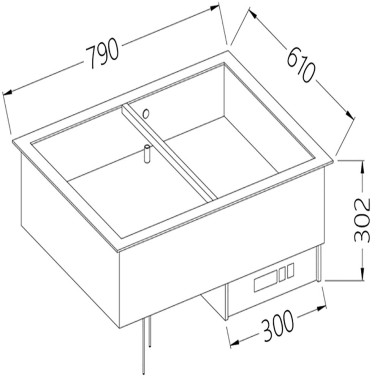 DIAMOND - Elément bain-marie 2 GN 1/1